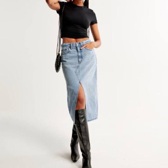 Abercrombie & Fitch Dresses & Skirts - Abercrombie High Rise Denim Jean Midi Skirt 34P